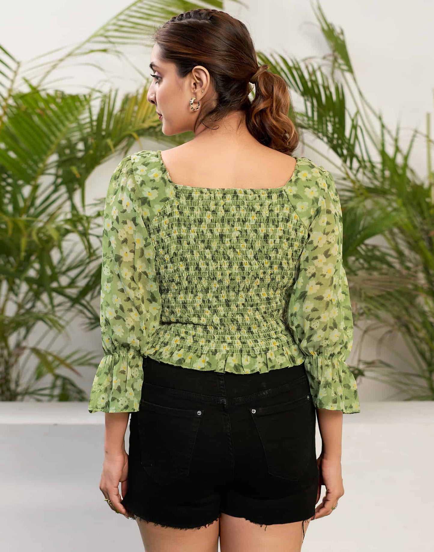 Green Georgette Printed Top