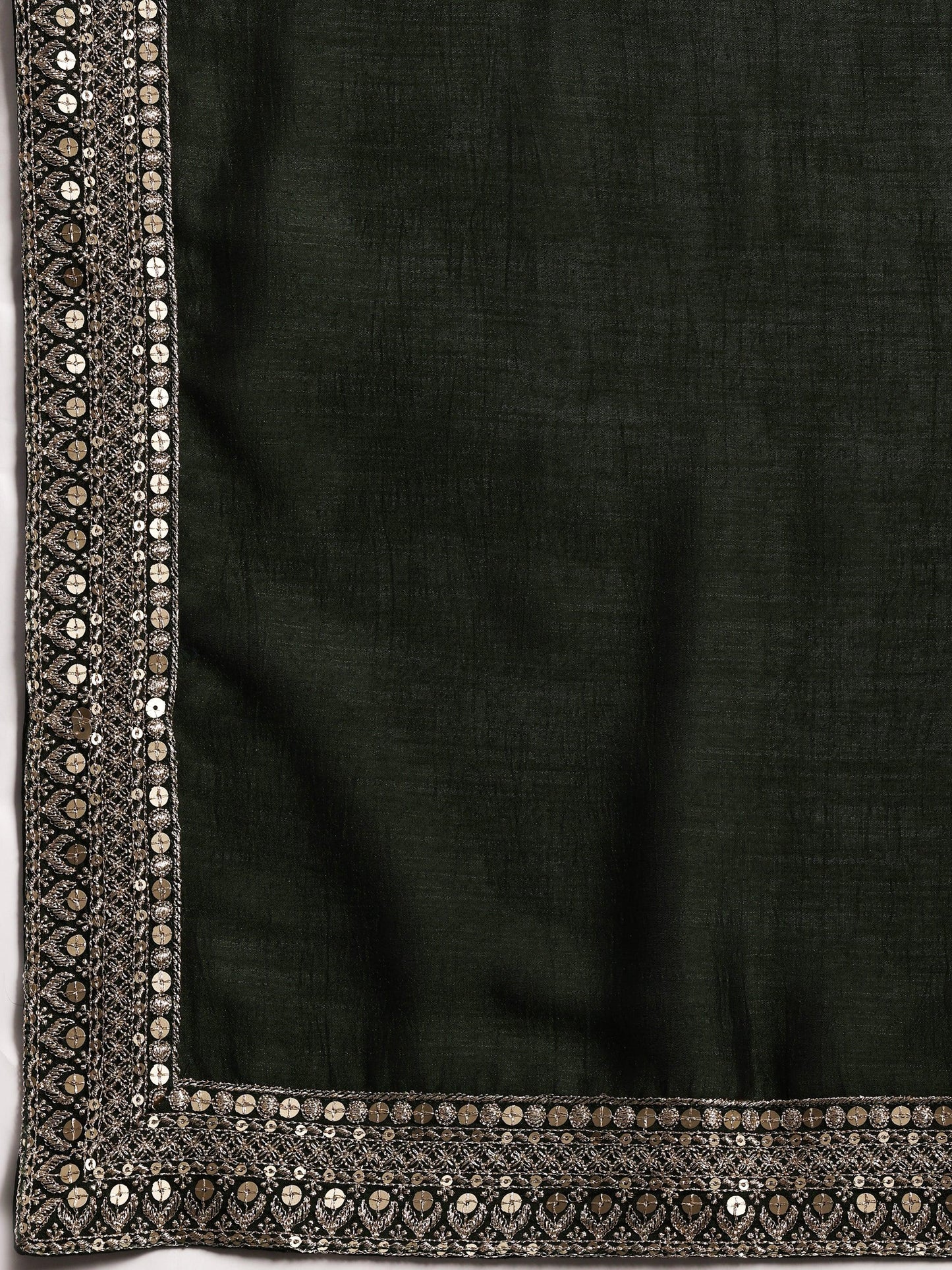 Green Embroidered Silk Blend Straight Suit With Dupatta