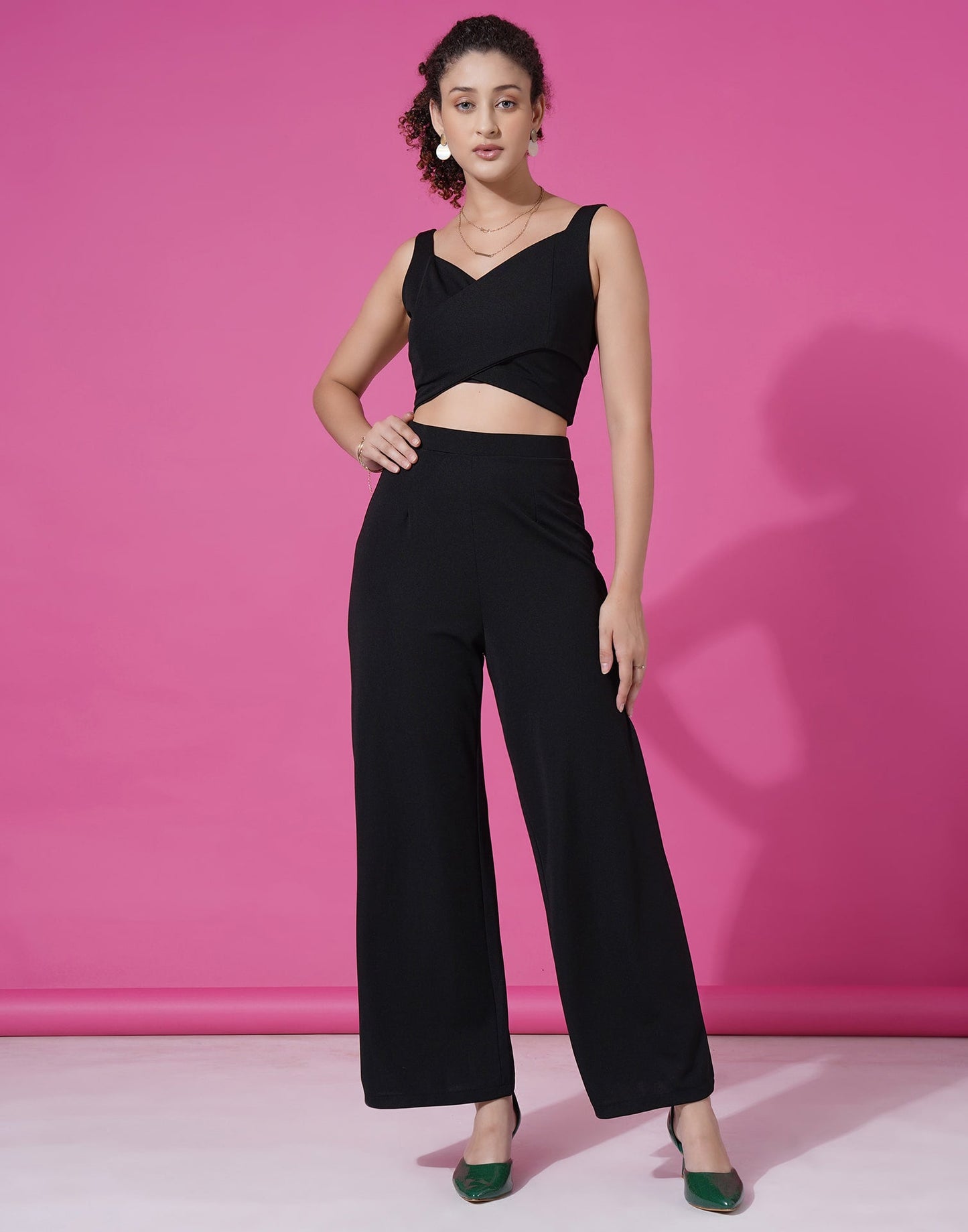 Black Lycra Plain Co-ord Set