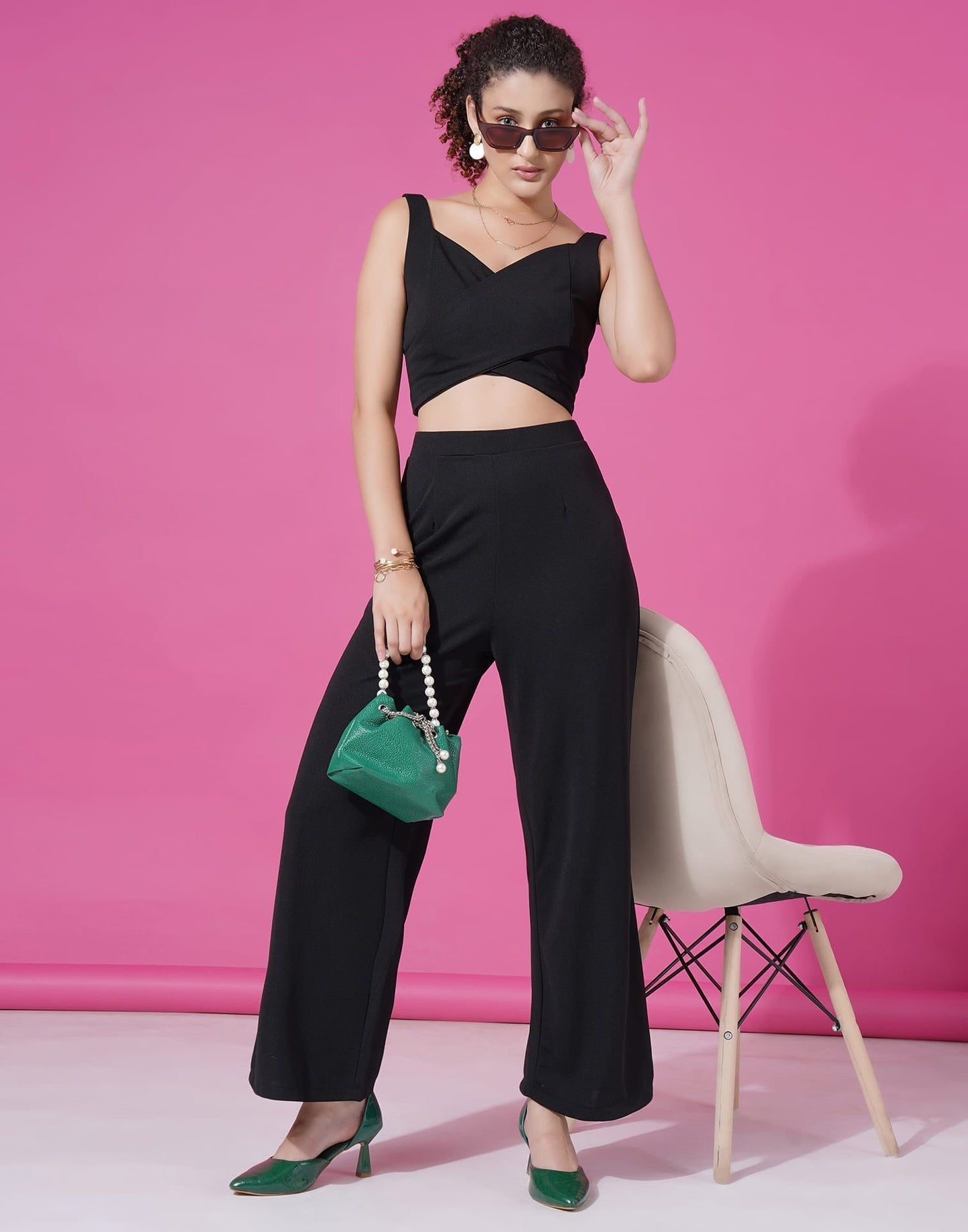 Black Lycra Plain Co-ord Set