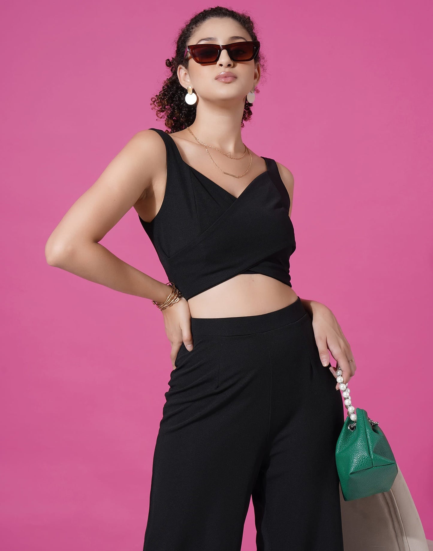 Black Lycra Plain Co-ord Set