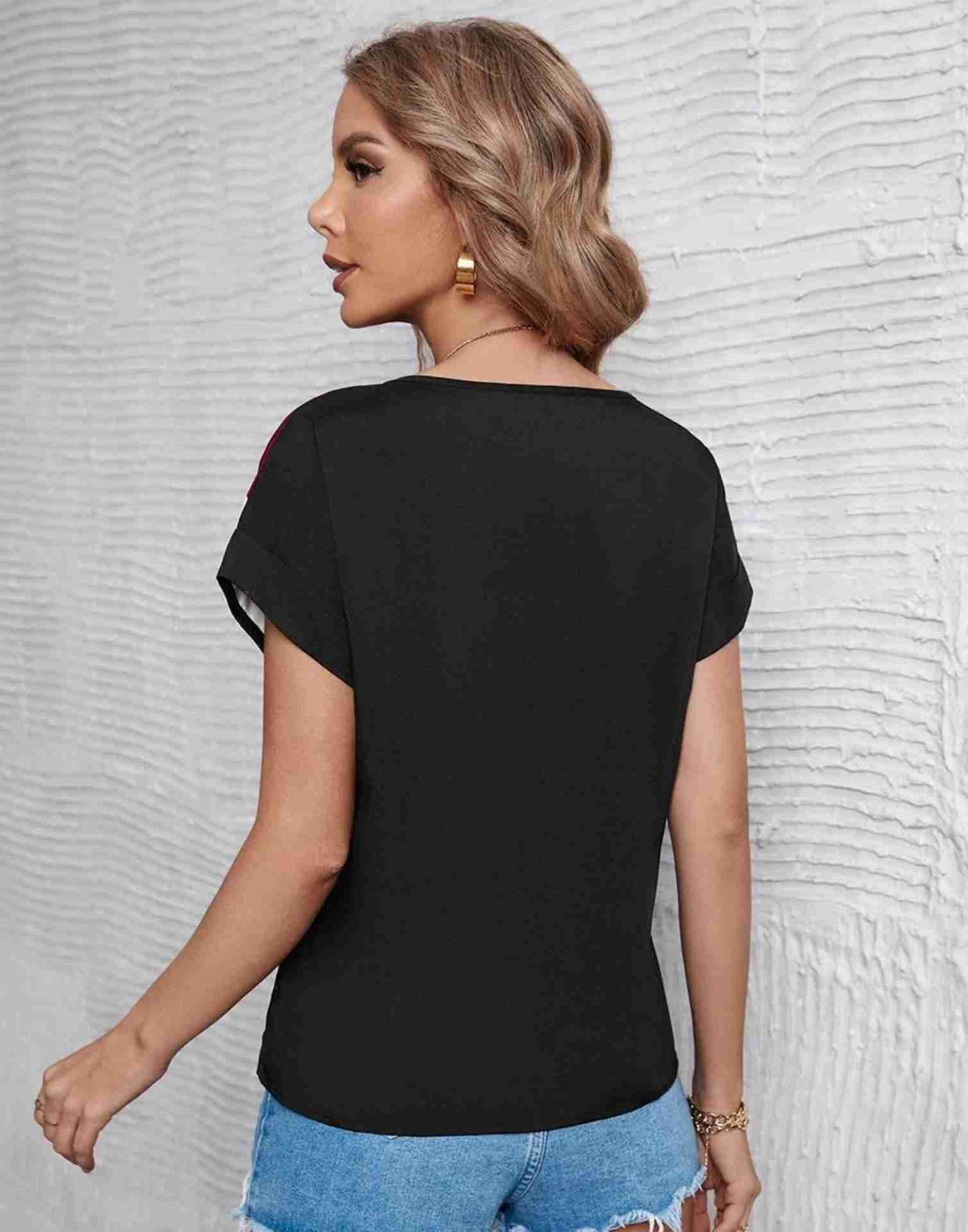 Black Lycra Plain T-shirt