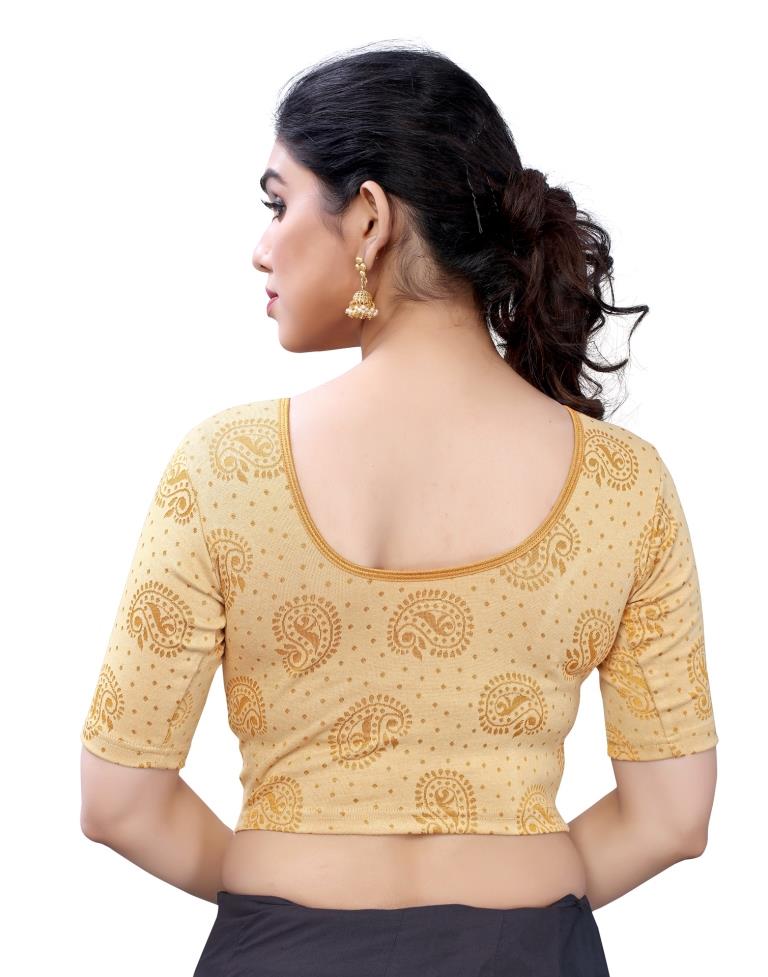 Majestic Cream Coloured Lycra Knitted Stitched Blouse