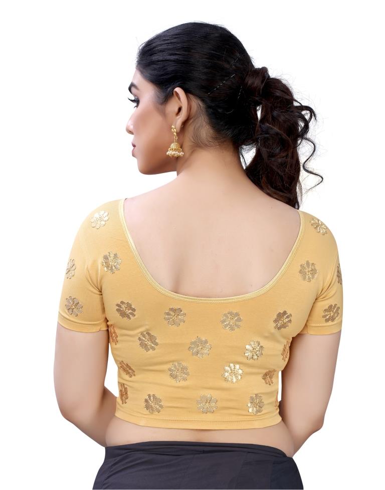 Eye Catching Cream Coloured Lycra Embroidered Stitched Blouse