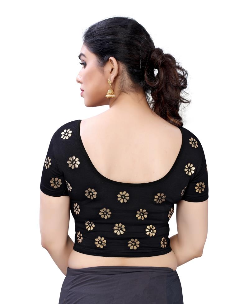 Mesmerising Black Coloured Lycra Embroidered Stitched Blouse