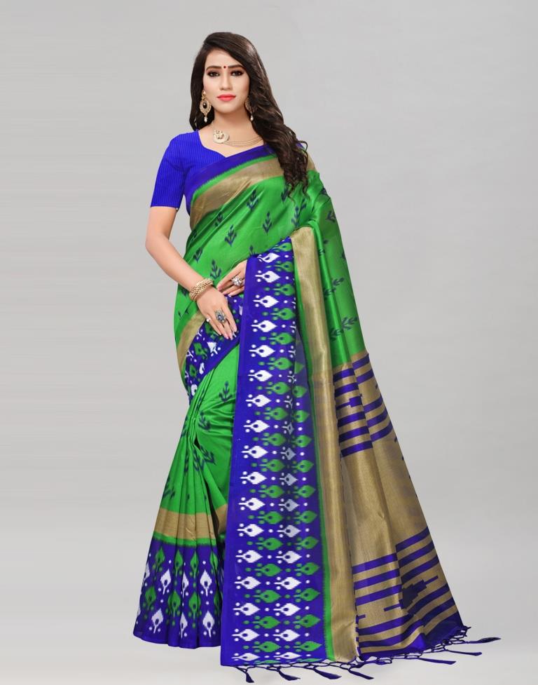 Green Coloured Poly Silk Printed Saree