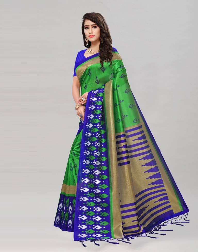 Green Coloured Poly Silk Printed Saree