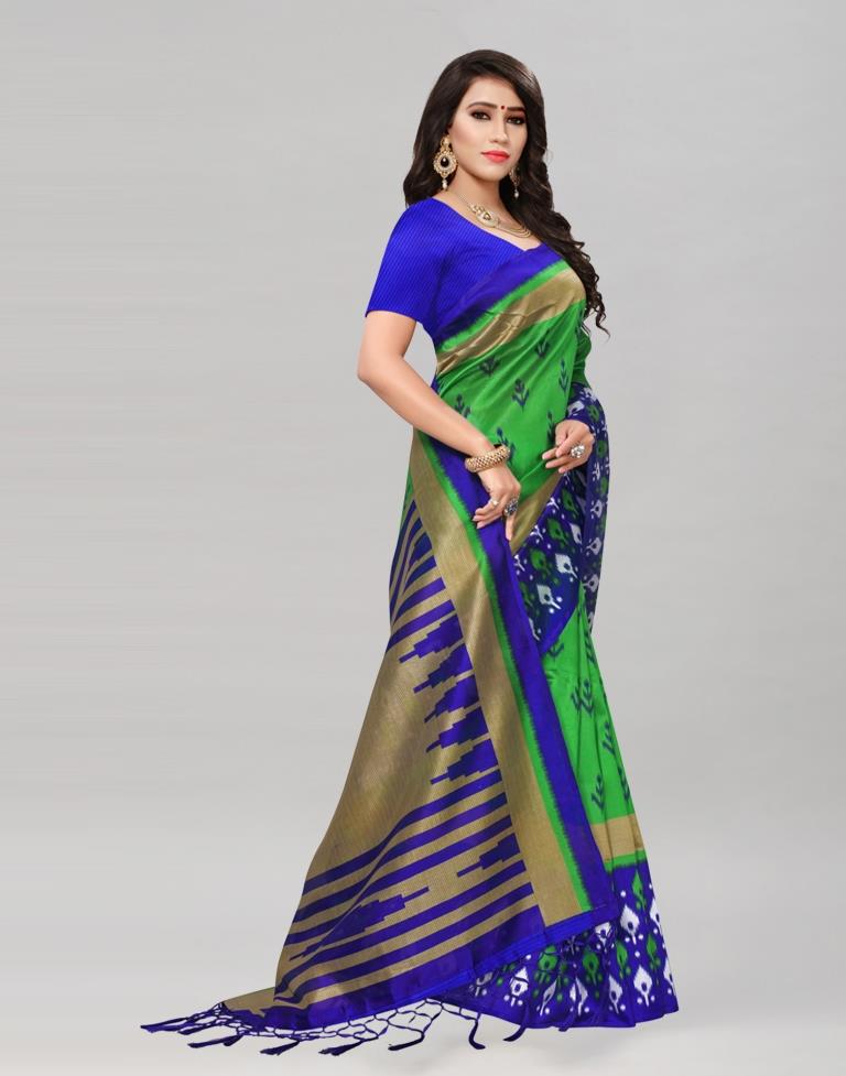 Green Coloured Poly Silk Printed Saree