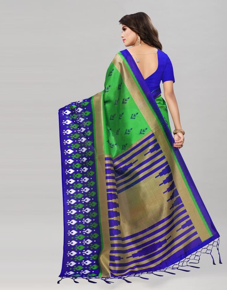 Green Coloured Poly Silk Printed Saree