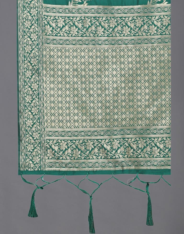 Fab Teal Green Coloured Poly Silk Jacquard Dupatta