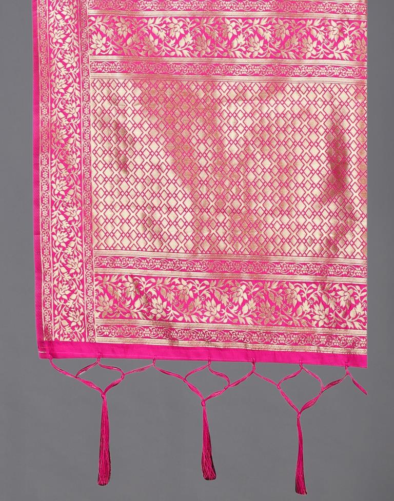 Graceful Pink Coloured Poly Silk Jacquard Dupatta