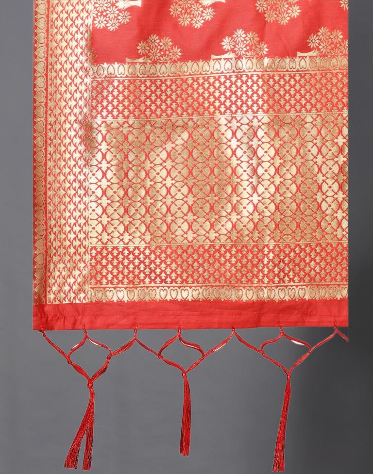 Beguiling Red Coloured Poly Silk Jacquard Dupatta