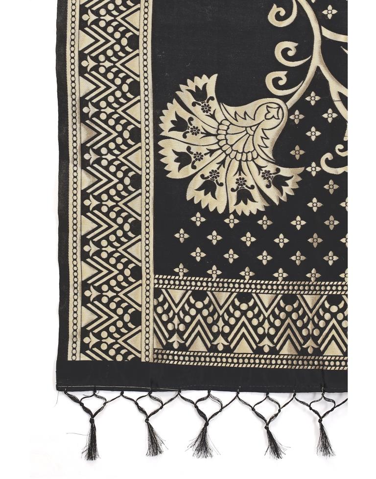 Fantastic Black Coloured Poly Silk Jacquard Dupatta