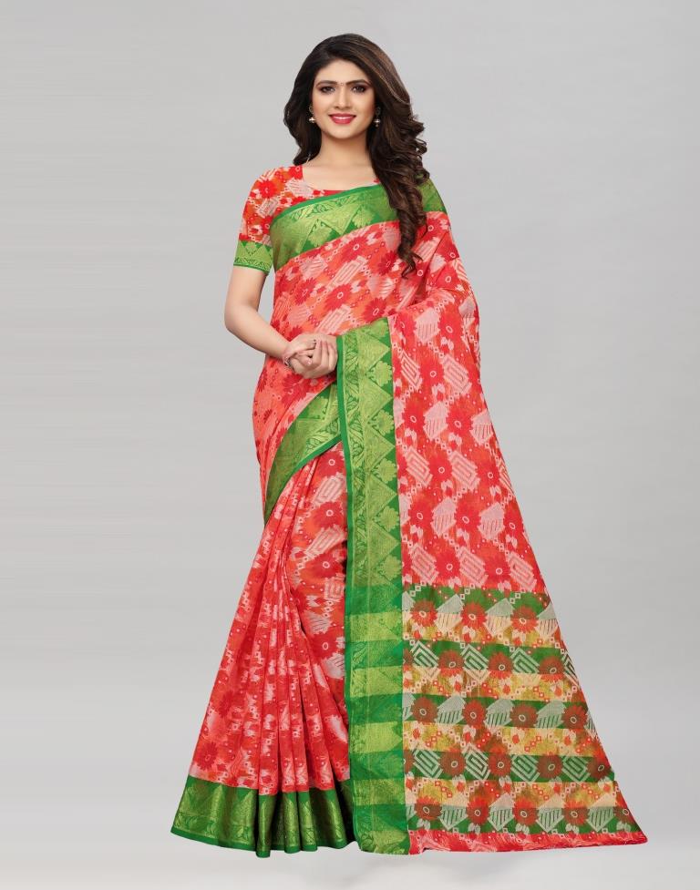 Green Coloured Poly Silk Jacquard Partywear Saree