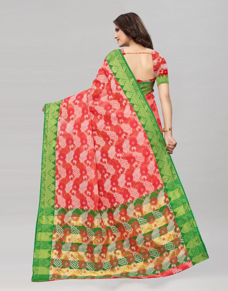 Green Coloured Poly Silk Jacquard Partywear Saree