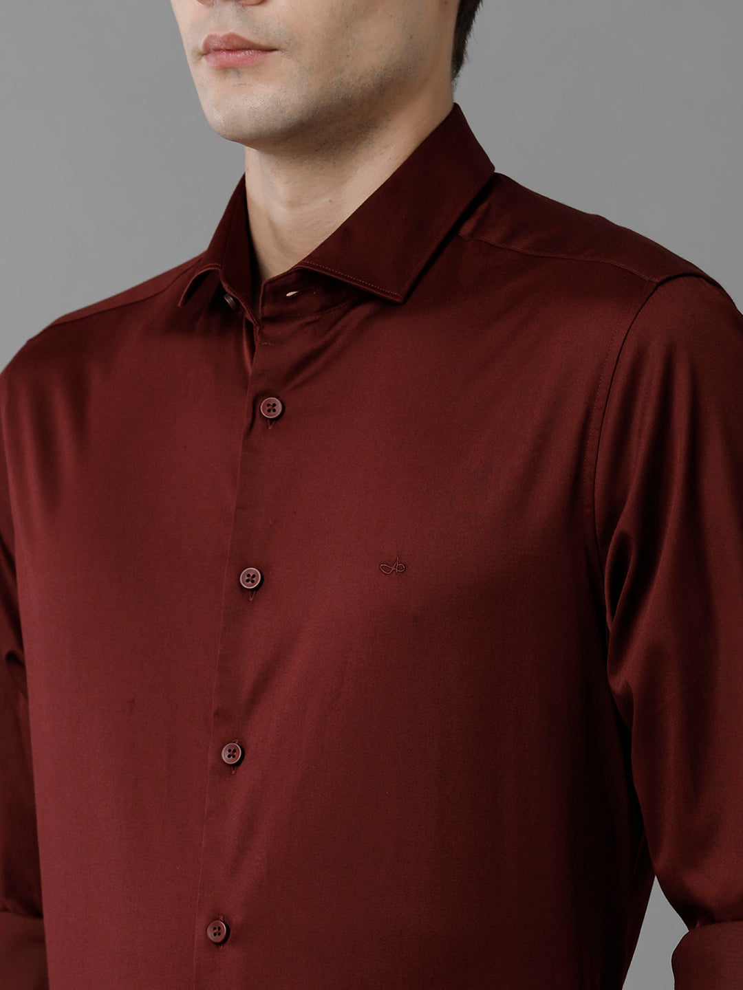 Aldeno Mens Regular Fit Solid Maroon Formal Satin Shirt (SCAMR)