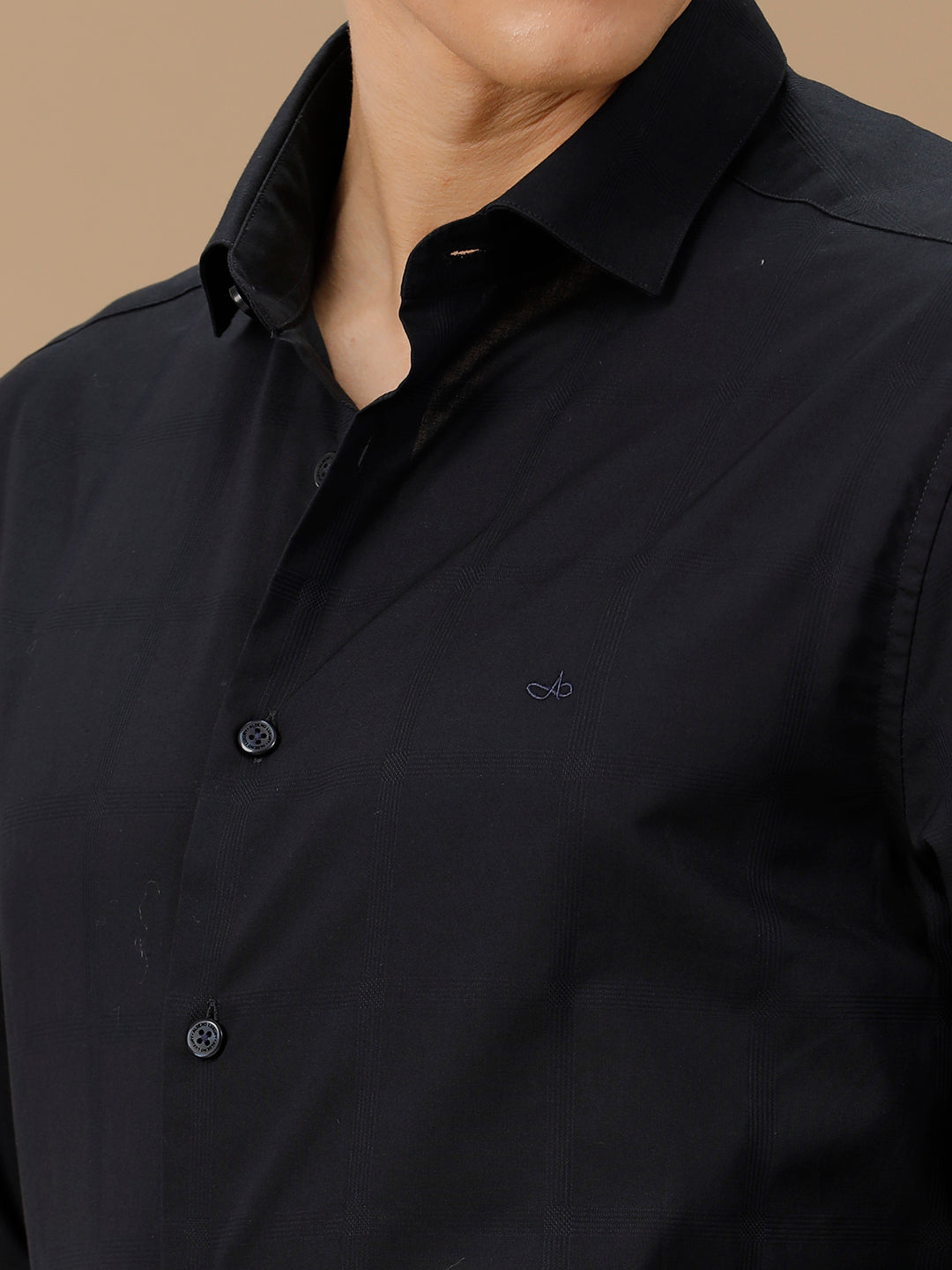 Aldeno Mens Regular Fit Plain Black Formal Cotton Shirt (PURAL)