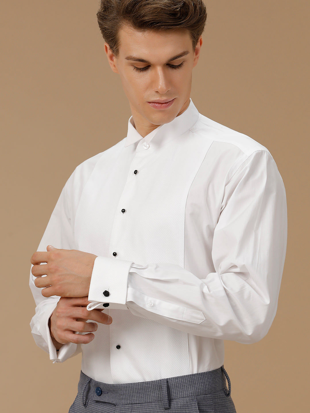 Aldeno Men Solid Formal White Shirt (WALSA)