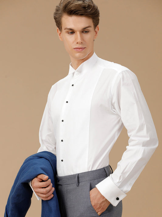 Aldeno Men Solid Formal White Shirt (WALSA)