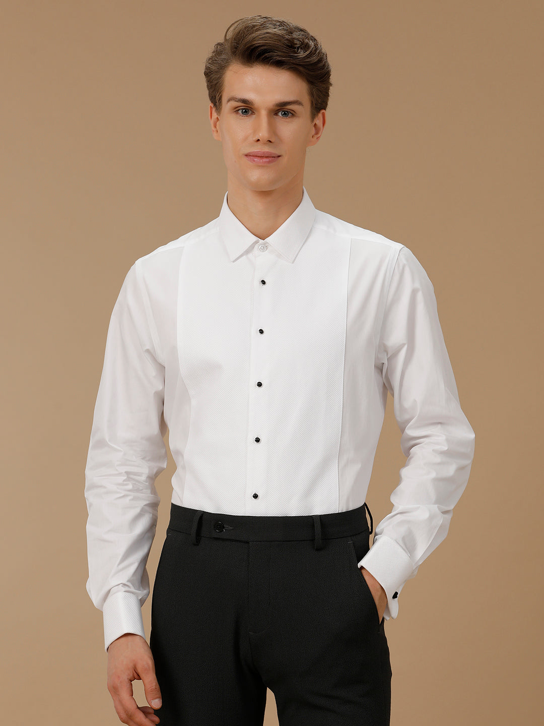 Aldeno Men Solid Formal White Shirt (WALSO)