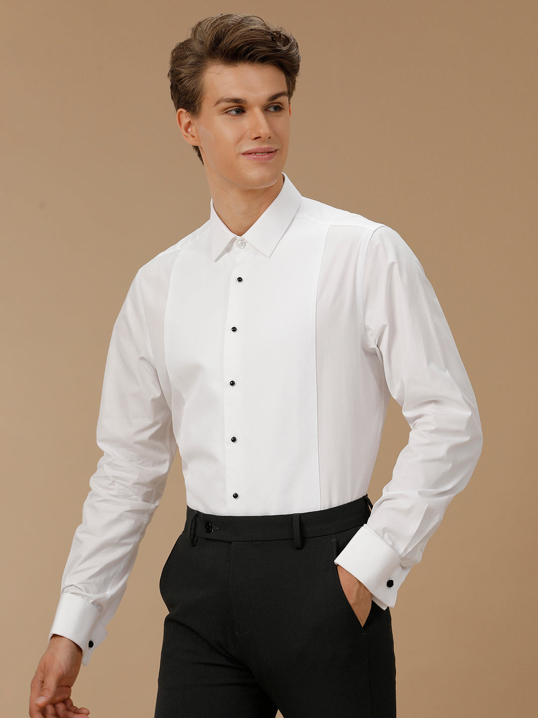 Aldeno Men Solid Formal White Shirt (WALSO)