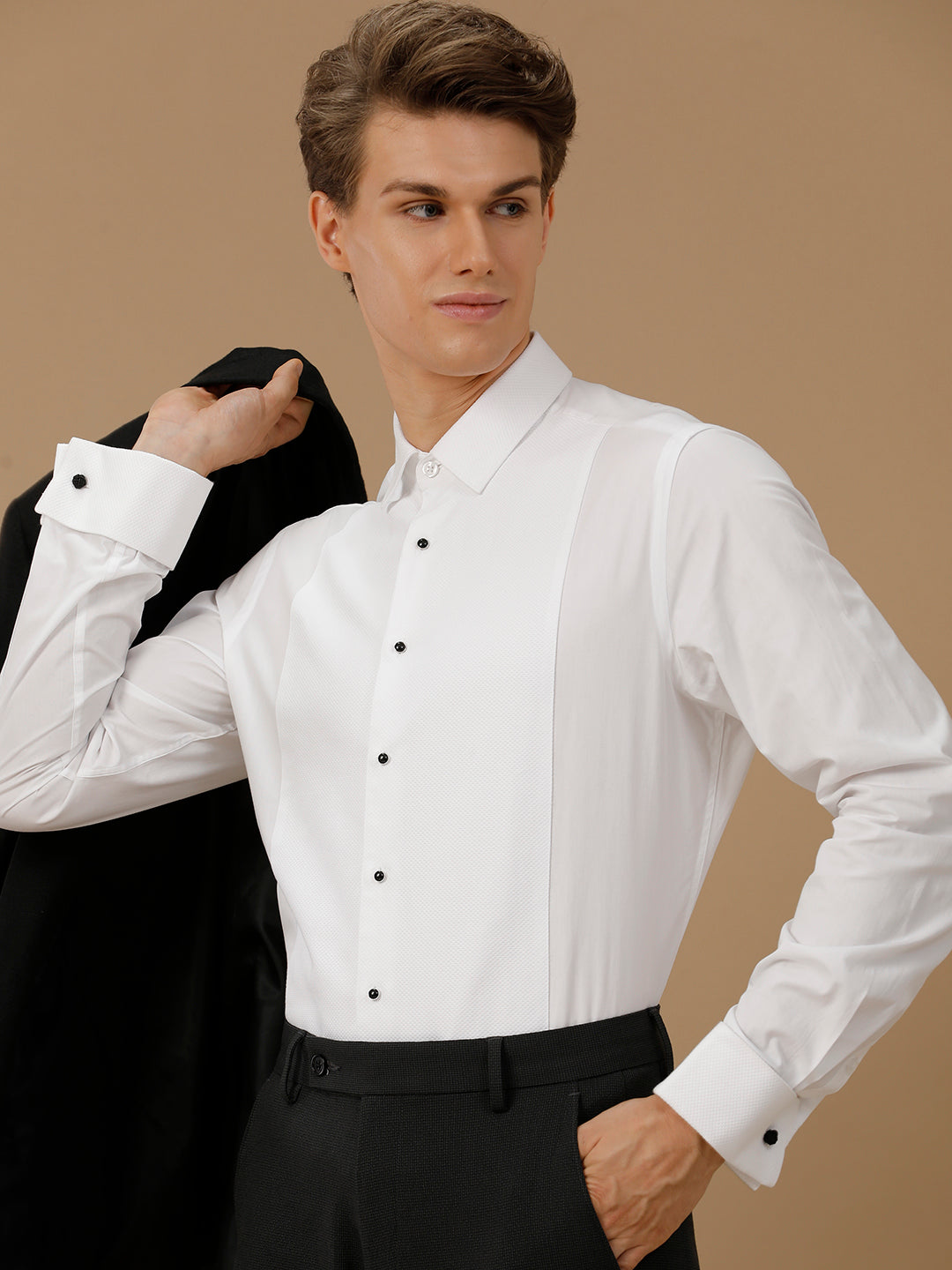 Aldeno Men Solid Formal White Shirt (WALSO)