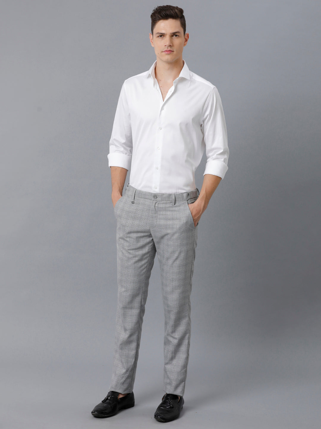 Aldeno Mens Regular Fit Solid White Formal Linen Shirt (LUKE)