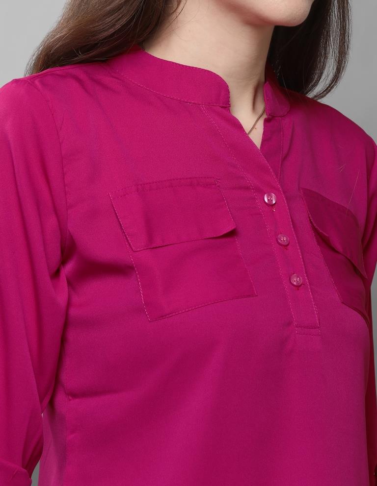 Graceful Pink Coloured Plain Crepe Tops