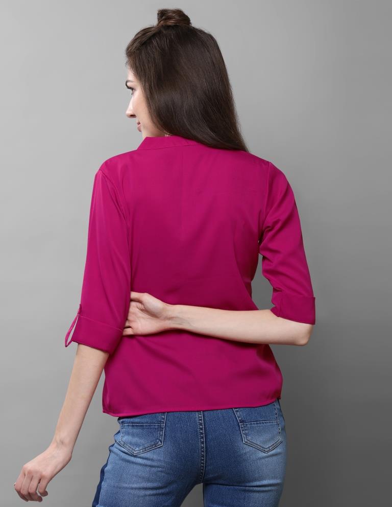 Graceful Pink Coloured Plain Crepe Tops