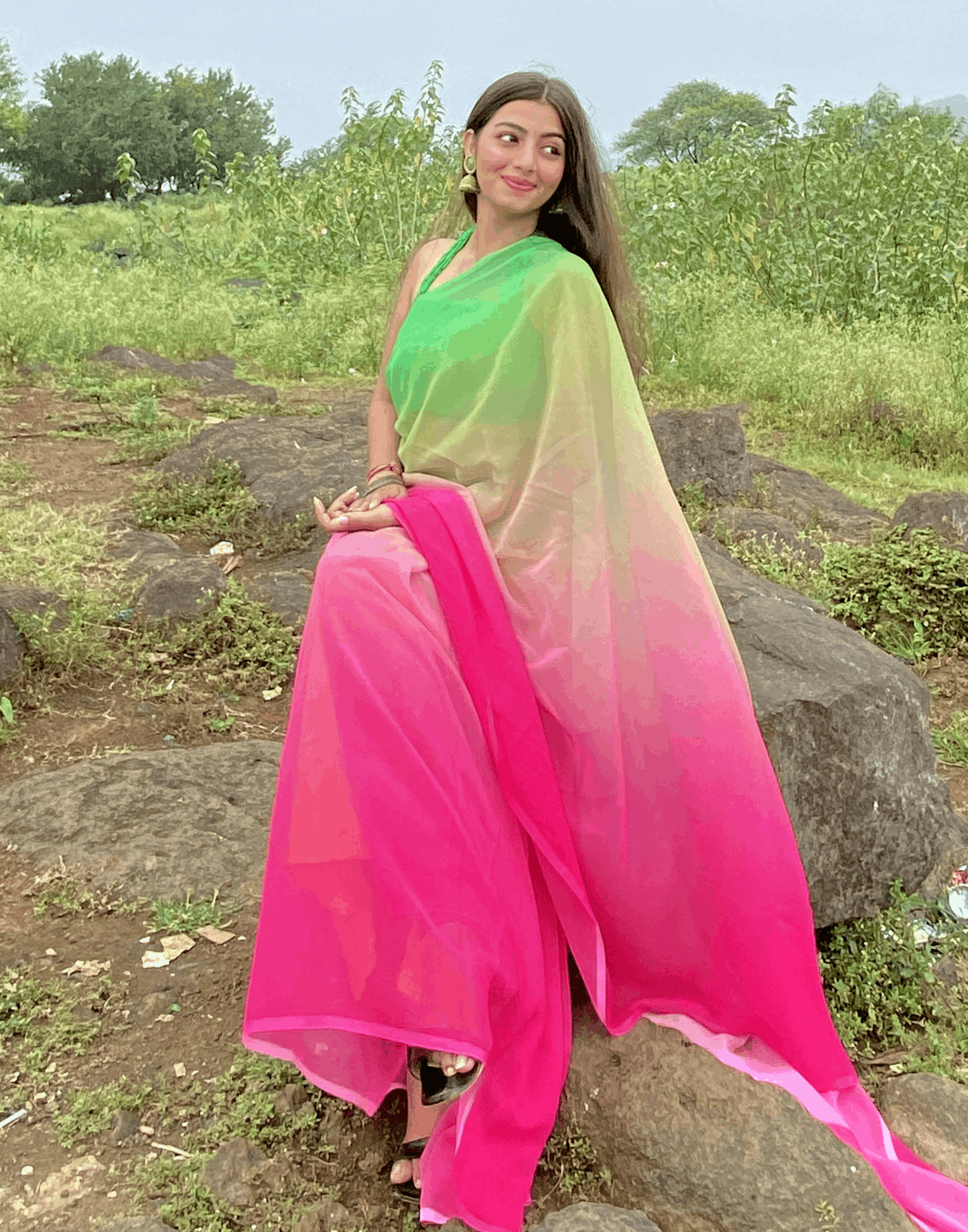 Alia Bhatt's Soft Georgette Multicoloured Saree With Tassel