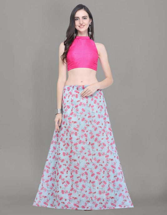 Adorable Blue Coloured Bhagalpuri Silk Digital Floral Printed Casual Wear Lehenga