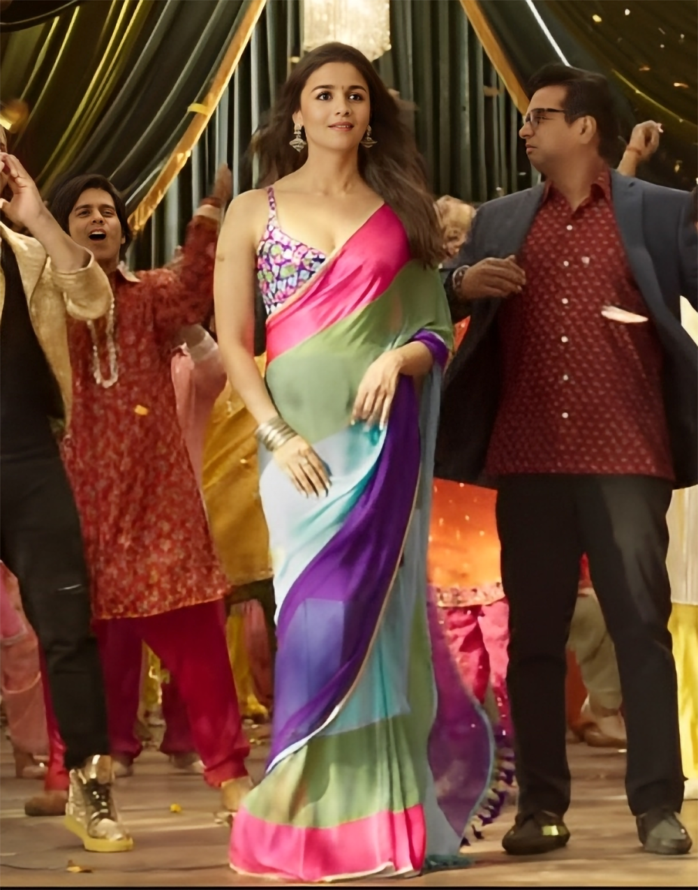 Alia Bhatt Soft Georgette Multi Color Ready To Wear Saree