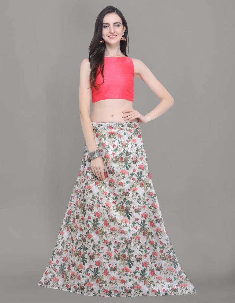 Awesome Off White Coloured Bhagalpuri Silk Digital Floral Printed Casual Wear Lehenga