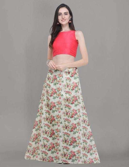 Eye Catching Beige Coloured Bhagalpuri Silk Digital Floral Printed Casual Wear Lehenga