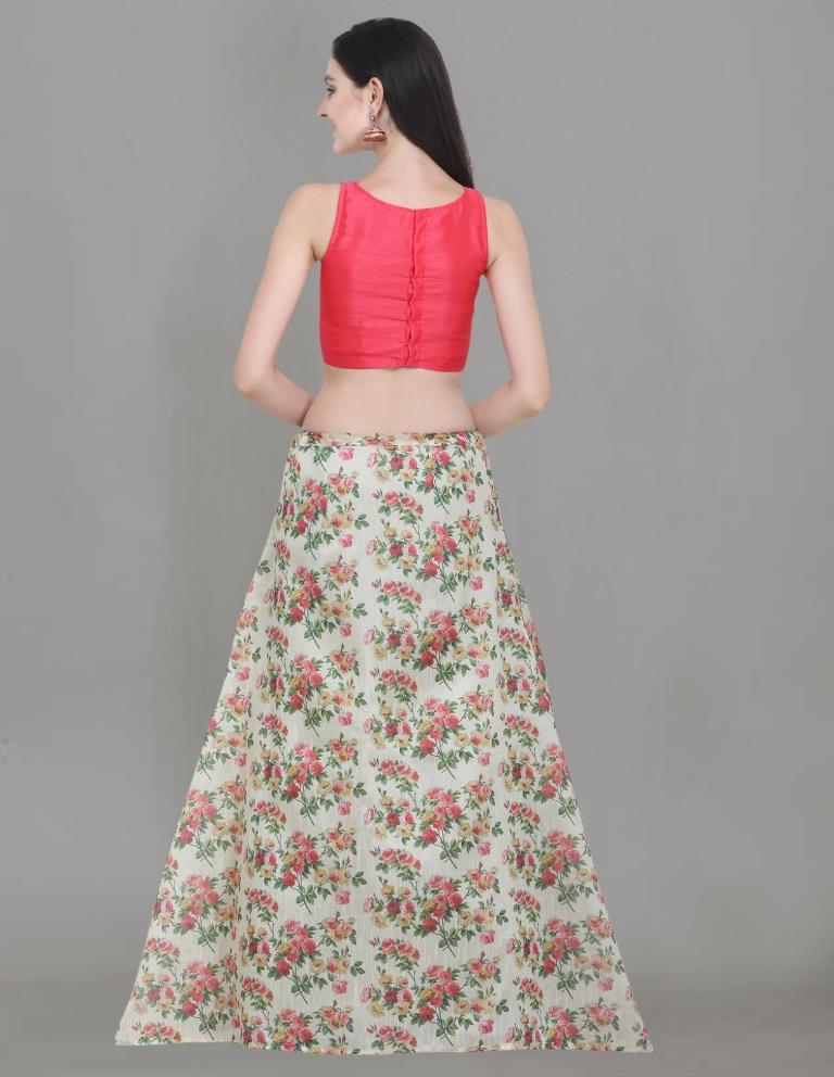 Eye Catching Beige Coloured Bhagalpuri Silk Digital Floral Printed Casual Wear Lehenga