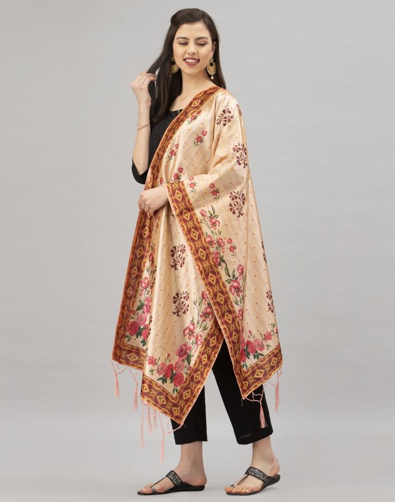 Bedazzling Mellow Yellow Coloured Poly Silk Digital Printed Dupatta