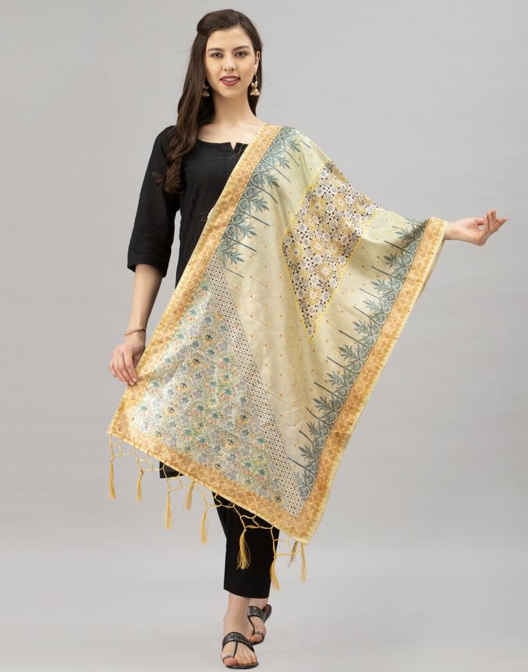 Attractive Pestal Green,Multi Coloured Poly Silk Digital Printed Dupatta