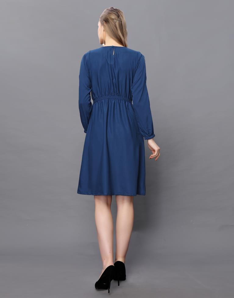 Attractive Navy Blue Coloured Plain Crepe Tops