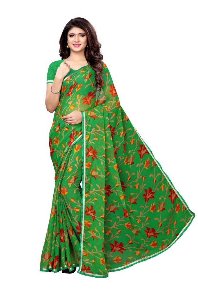 Green Coloured Chiffon Printed Casual saree