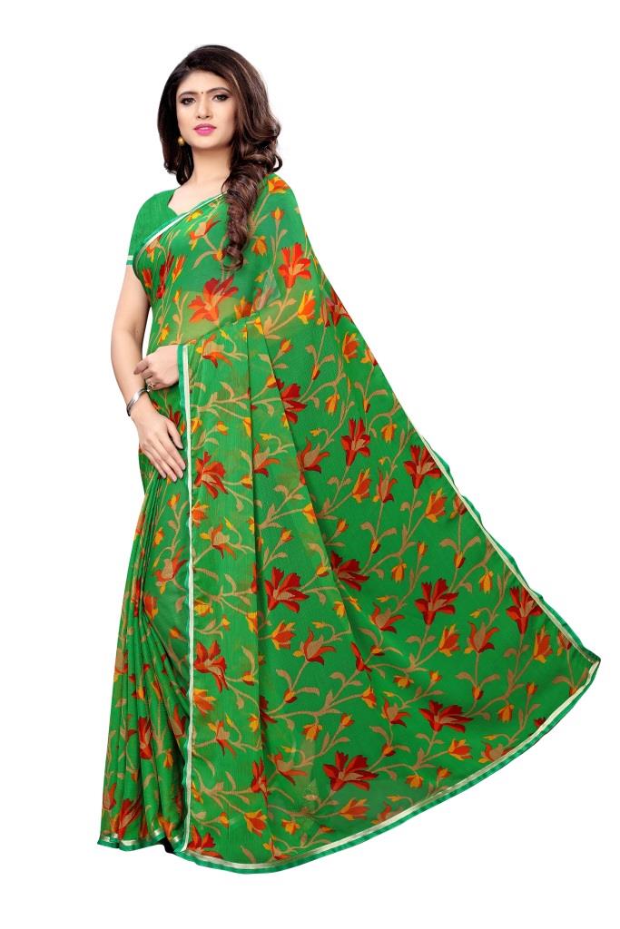 Green Coloured Chiffon Printed Casual saree