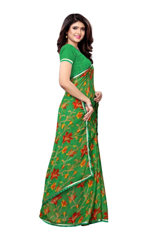 Green Coloured Chiffon Printed Casual saree