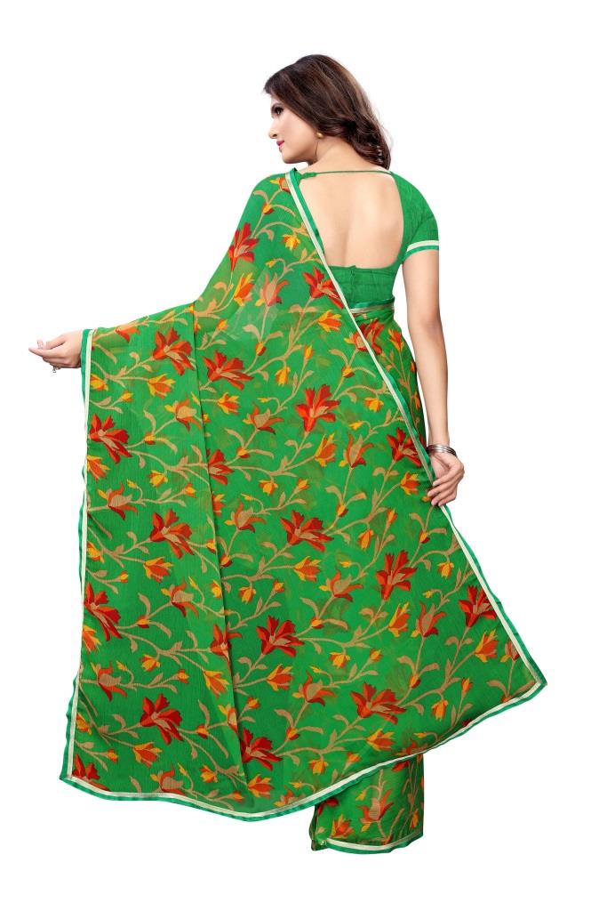 Green Coloured Chiffon Printed Casual saree