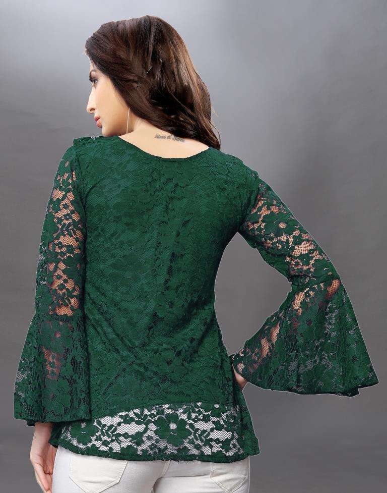 Alluring Green Coloured Net Russell Net Tops