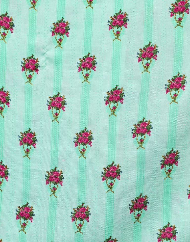 Adorable Aqua Green Coloured Printed Rayon Tops