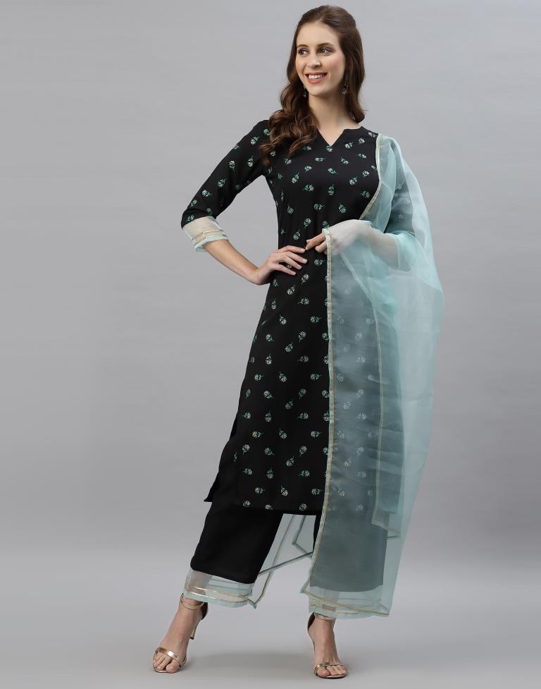 Black Kurti With Pant And Dupatta