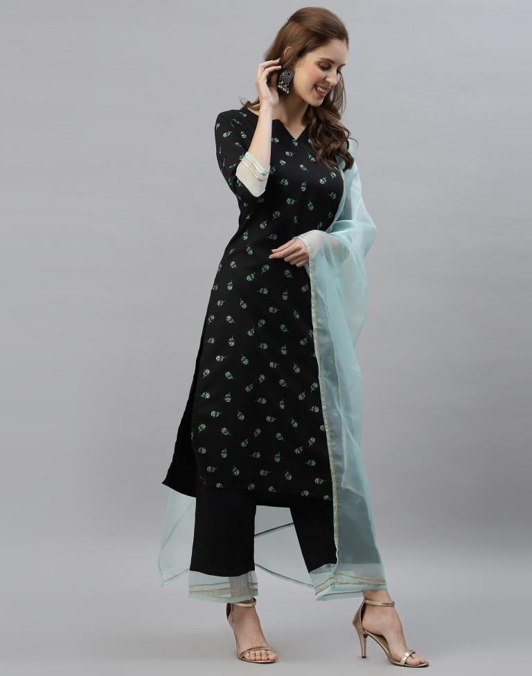 Black Kurti With Pant And Dupatta