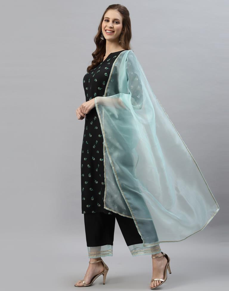 Black Kurti With Pant And Dupatta