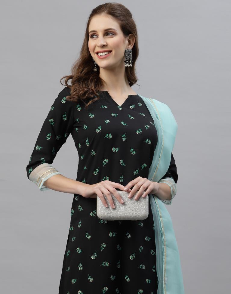 Black Kurti With Pant And Dupatta