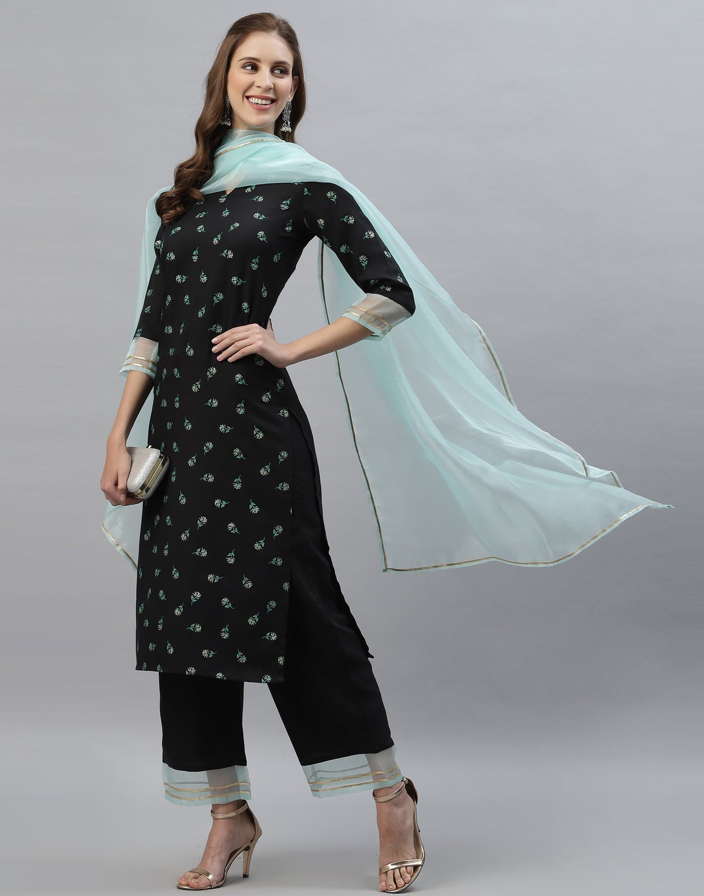 Black Kurti With Pant And Dupatta