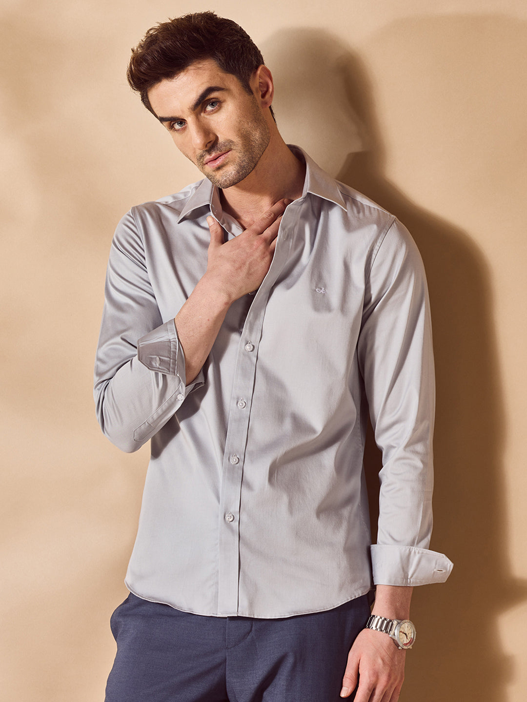 Aldeno Men Grey Formal Shirt (LEROY)